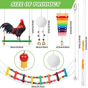 7 Packs Chicken Toys Set, Chicken Coop Accessories for Hens, Baby Chicken Xylophone Toys, Chicken Ladder Bird Swings Toy, Chicken Mirror Toys Veggies Skewer Fruit Holder Vegetable Hanging Feeder