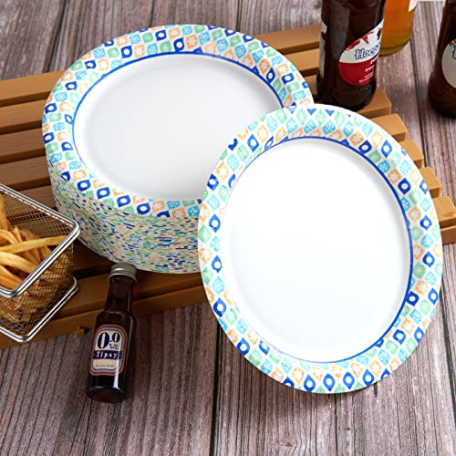 MUCHII 8.375 Inch Disposable Paper Plates, 288 Count Paper Plates, Soak-Proof Disposable Paper Plates for Daily Use, Cut-Proof Holiday Paper Plates for Family Gatherings, Parties Picnic And So On.