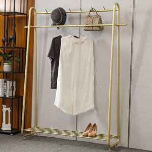 botaoyiyi gold clothing rack 47.7 inch l, gold metal clothes rack garment stand modern retail heavy duty for boutique store or bedroom with coat hanger and shoe display free standing