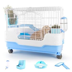 bucatstate small animal cage with accessories, 25.5 * 17 * 20.8" inch foldable rabbit cage hutch with pull out tray and caster platform for ferret chinchilla