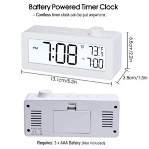 Digital Timer Clock with Temperature - AIMILAR Knob Setting Count Up Countdown Timer with Alarm Clock and Temp White Backlight for Kitchen Cooking Bedroom Kids Student Classroom Office Desktop