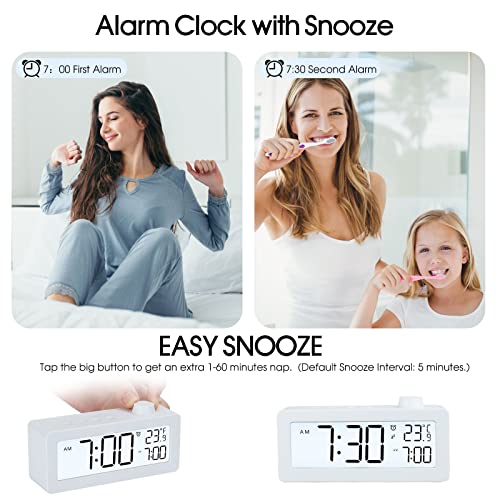 Digital Timer Clock with Temperature - AIMILAR Knob Setting Count Up Countdown Timer with Alarm Clock and Temp White Backlight for Kitchen Cooking Bedroom Kids Student Classroom Office Desktop