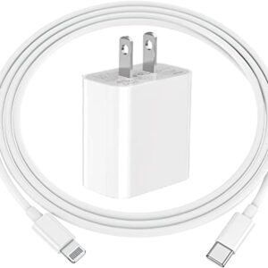 [Apple MFi Certified] iPhone 14 13 Fast Charger, 20W USB C PD Wall Charger Power Rapid Adapter with Original 6FT Type C to Lightning Quick Sync Cable for iPhone 14/13/12/11/XS/XR/X/8/SE/iPad/AirPods