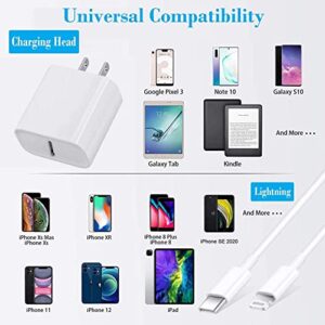 [Apple MFi Certified] iPhone 14 13 Fast Charger, 20W USB C PD Wall Charger Power Rapid Adapter with Original 6FT Type C to Lightning Quick Sync Cable for iPhone 14/13/12/11/XS/XR/X/8/SE/iPad/AirPods