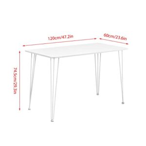 Kitchen Dinner Table, RVEE Modern Rectangle Dining Table White Minimalist Kitchen Table for 4 Person