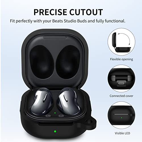 CACOE Silicone Case for Samsung Galaxy Buds 2 Pro (2022)/ Samsung Galaxy Buds Pro (2021)/Galaxy Buds 2/Galaxy Buds Live（2020,Funny Cute Protective Earbuds Case Cover with Keychain (Black)