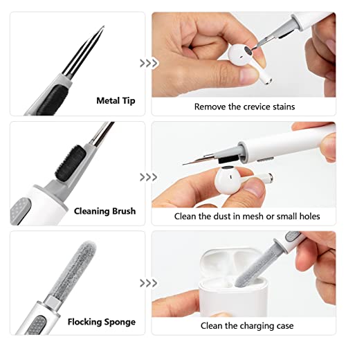 Airpod 1 2 3 Cleaner Kit, Cleaning Pen with Soft Brush,3 in 1 Multifunction Earbud Cleaning Kit for Bluetooth Earphones Case Headphones Cleaning Tools for Watch, Laptop, Camera Gift…