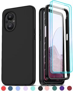 leyi oneplus nord n20 5g case with 2 tempered glass protectors, 360 full-body shockproof soft silicone cover, black