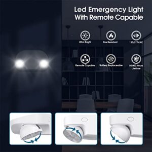 SASELUX Led Emergency Light with Remote Capable, Adjustable LED Lamp Heads Exit Lighting, Backup Battery White Emergency Lights, 120V-277V Dual Voltage, UL Certified (1 Pack)