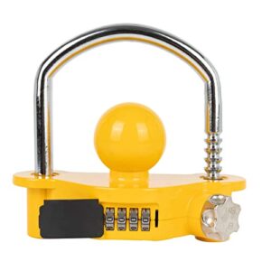 sucole trailer ball tow hitch lock adjustable storage security boat trailer lock universal heavy-duty steel coupler tongue lock for travel trailer yellow