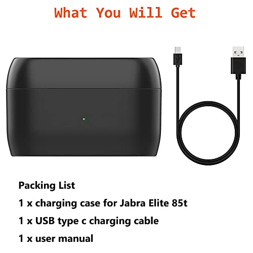 Heyeke Charging Case for Jabra Elite 85t, Replacement Charger Dock Cradle Case Cover Capacity 700mah (Earbuds Not Included)