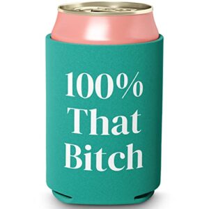 sassy, waterproof 100% that turquoise can cooler. durable neoprene beer, soda, water, or other beverage sleeve. novelty drink coolie is a great party or bday gift for your friend or sister, 12 oz