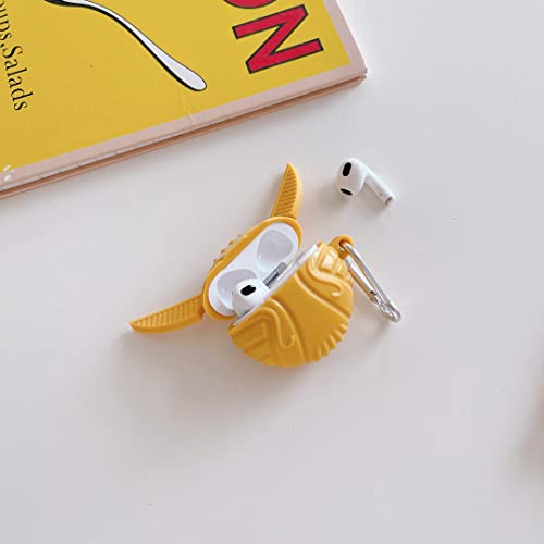 Airpods 3rd Generation Case,3D Silicone Fashion Cool Air pods Cover,Stylish Unique Golden Flying Ball Funny Fun Design Designer for Men Youth Teen Boys Kids(Yellow)