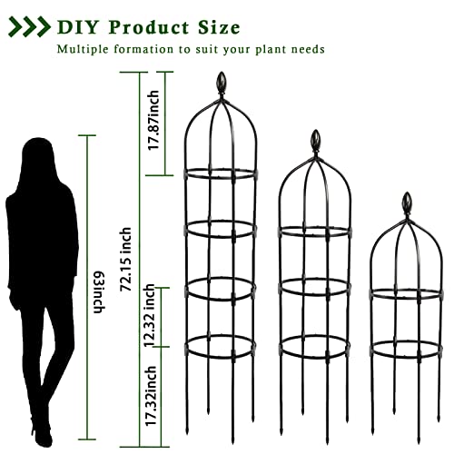 WellSign Obelisk Trellis for Climbing Plants Outdoor 6ft, Garden Tower Trellis for Potted Plants Indoor with Twist Tie, Clips and Butterflies Rustproof Coated Metal Support for Vines Rose 2Pack