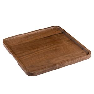 insunen walnut serving tray, square wood coffee table tray for food eating, wooden ottoman trays for decor(11.8x11.8x0.7in)