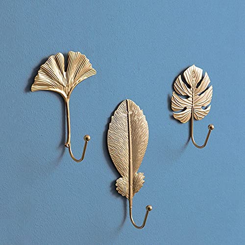 FONSMAY 4 Pcs Towel Hooks Leaf Shaped Hook Purse Coat Rack Key Hanger Home Wall Hanging Decoration Supplies