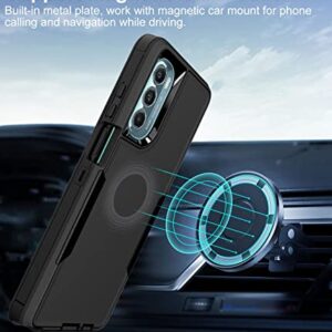 Dahkoiz for Motorola Moto G Stylus 5G (2022) Case with Screen Protector [Tempered Glass] and Dust-Proof Cap, Support Magnetic Car Mount, Full Body Silicone Rubber Cover Phone Case, Black