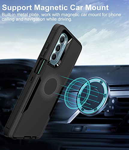 Dahkoiz for Motorola Moto G Stylus 5G (2022) Case with Screen Protector [Tempered Glass] and Dust-Proof Cap, Support Magnetic Car Mount, Full Body Silicone Rubber Cover Phone Case, Black