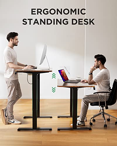 Totnz Memory Electric Height Adjustable Desk Sit Stand Up Computer Workstation for Home Office, 48inch, Rustic Brown