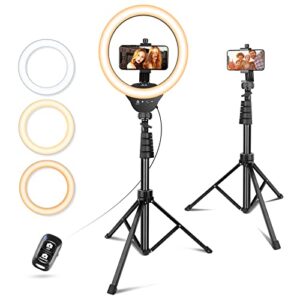 aureday 10’’selfie ring light with 62" adjustable tripod stand & phone holder for live stream/makeup, dimmable led ringlight for tiktok/youtube/zoom meeting/photography