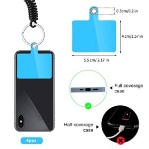 Konohan 4 Sets Phone Lanyard Tether with Patch Phone Tether Phone Strap for Drop Protection Outdoor Hiking Cycling Climbing (Clear, Blue, Black, Pink)