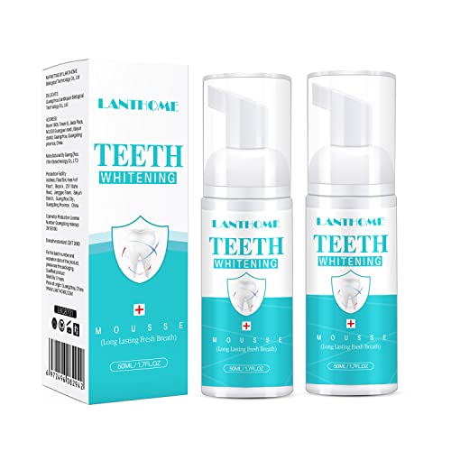 LANTHOME White Foam Teeth Whitening Products(2PCS)-Tooth Whitening Mousse,Teeth Whitening Foam, Whitens Teeth & Fights Bad Breath