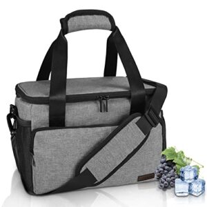 Gloppie Lunch Box Insulated Lunch Bag for Men Lunchbox for Work Lunch Cooler Bag Thermal LunchBag Reusable Lunch Bags Lunch Pail, Grey