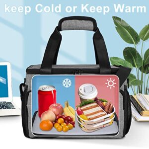 Gloppie Lunch Box Insulated Lunch Bag for Men Lunchbox for Work Lunch Cooler Bag Thermal LunchBag Reusable Lunch Bags Lunch Pail, Grey