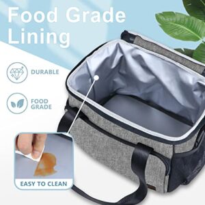 Gloppie Lunch Box Insulated Lunch Bag for Men Lunchbox for Work Lunch Cooler Bag Thermal LunchBag Reusable Lunch Bags Lunch Pail, Grey