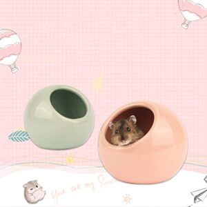 LIZHOUMIL Ceramic Hamster House Pet Summer Cooling House Hideout Hamster Cave Mini Hut Cage Suitable for Hamster Gerbil Rat Mice and Small Animal Gifts for Pets Pink
