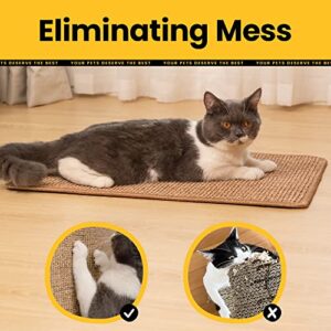 Conlun Cat Scratcher Mat,Natural Sisal Cat Scratch Pad,Horizontal Floor Cat Scratching Pads Rug for Indoor Cats Grinding Claws Nails,Cat Furniture Protector for Couch & Carpets & Sofas