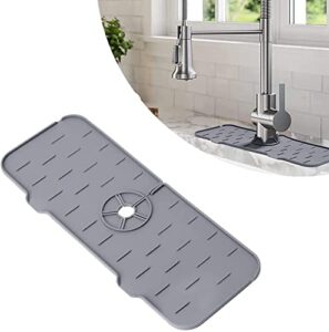 silicone sink faucet mat, sink draining pad behind faucet, for kitchen sink splash guard, bathroom faucet water catcher mat, drip protector splash countertop protection rubber drying pad