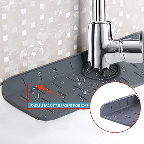 Silicone Sink Faucet Mat, Sink Draining Pad Behind Faucet, for Kitchen Sink Splash Guard, Bathroom Faucet Water Catcher Mat, Drip Protector Splash Countertop Protection Rubber Drying Pad