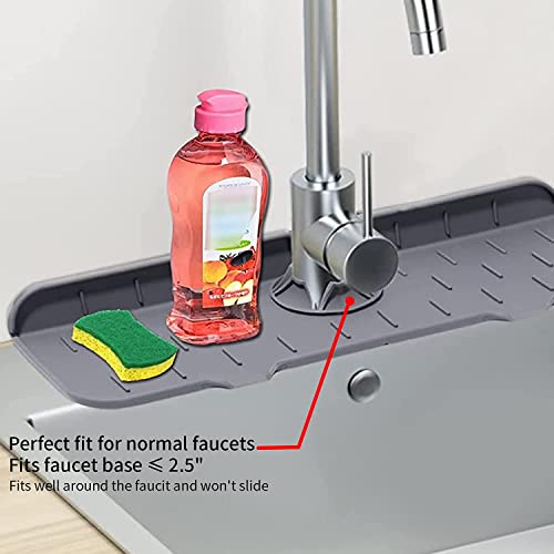 Silicone Sink Faucet Mat, Sink Draining Pad Behind Faucet, for Kitchen Sink Splash Guard, Bathroom Faucet Water Catcher Mat, Drip Protector Splash Countertop Protection Rubber Drying Pad