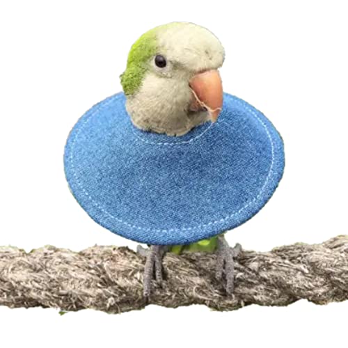 Bird Collar Anti Bite Elizabethan Recovery Cone, Bird Neck Protector for Feather Plucking, Skin-Friendly Bird Neckwear Full Body Shield for Parakeet Conure Cockatiel (Denim Blue, M)