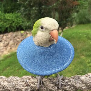 Bird Collar Anti Bite Elizabethan Recovery Cone, Bird Neck Protector for Feather Plucking, Skin-Friendly Bird Neckwear Full Body Shield for Parakeet Conure Cockatiel (Denim Blue, M)