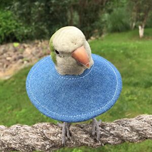 Bird Collar Anti Bite Elizabethan Recovery Cone, Bird Neck Protector for Feather Plucking, Skin-Friendly Bird Neckwear Full Body Shield for Parakeet Conure Cockatiel (Denim Blue, M)