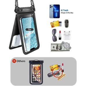 Niveaya Double Space Waterproof Phone Pouch - 2 Pack, Waterproof Phone Lanyard Case with iPhone 14/13/12/11 Pro Max/Pro/8 Plus, Galaxy S22/S21/S20/S10/Note 20/10/9 up to 7", Dry Bag for Vacation.