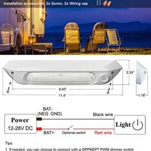 OPPKEPT LED RV Porch Lights Exterior with 3-Level Dimmer Switch, Upgrade 12V/28V 900 Lumen RV Exterior Lighting Replacement Light Fixtures for RVs Trailers Campers Yacht, IP67 Waterproof (White)