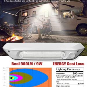 OPPKEPT LED RV Porch Lights Exterior with 3-Level Dimmer Switch, Upgrade 12V/28V 900 Lumen RV Exterior Lighting Replacement Light Fixtures for RVs Trailers Campers Yacht, IP67 Waterproof (White)