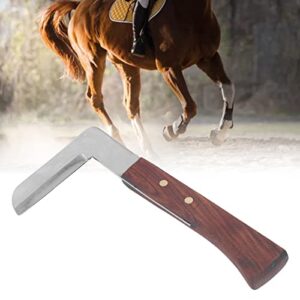 L Shape Hoof Knife, 7.8 in Sharp Ergonomic Curved Wooden Handle Left Right Handed High Hardness Steel Hoof Knife, Durable Practical Livestock Hand Hoof Trimming Tool for Farm Horse Cattle Goat(Right)