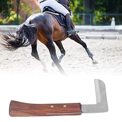 L Shape Hoof Knife, 7.8 in Sharp Ergonomic Curved Wooden Handle Left Right Handed High Hardness Steel Hoof Knife, Durable Practical Livestock Hand Hoof Trimming Tool for Farm Horse Cattle Goat(Right)