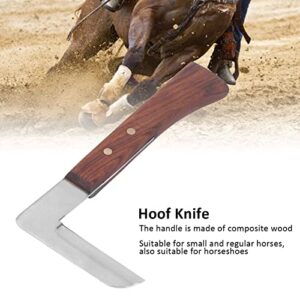 L Shape Hoof Knife, 7.8 in Sharp Ergonomic Curved Wooden Handle Left Right Handed High Hardness Steel Hoof Knife, Durable Practical Livestock Hand Hoof Trimming Tool for Farm Horse Cattle Goat(Right)