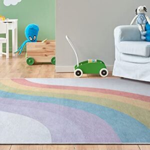 Well Woven Kids Rugs Rainbow 3'3" x 5' Multi Color Modern Printed Machine Washable Area Rug