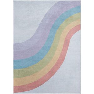 Well Woven Kids Rugs Rainbow 3'3" x 5' Multi Color Modern Printed Machine Washable Area Rug