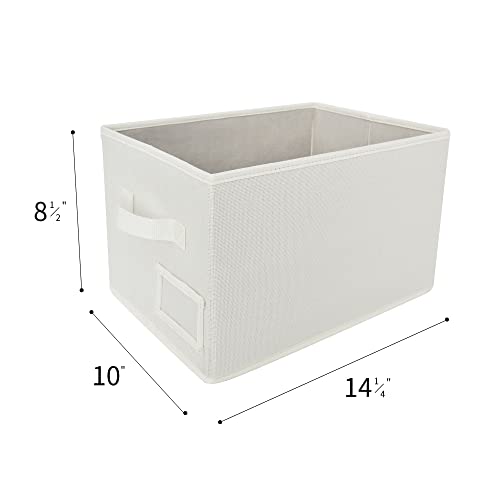 GRANNY SAYS Closet Organizer Bins with Label Holder, Fabric Storage Baskets, Foldable Storage Bins for Living Room, Decorative Storage Containers Organizing, Pearl White, 3-Pack