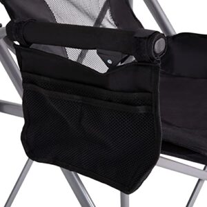 Flash Furniture Heavy Duty Portable Folding Camping Chair - Black Seat & Back with Padded Arms - Gray Steel Frame - Cup Holder, Storage Pouch - Extra Wide Carry Bag