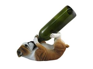 world of wonders english bulldog wine bottle holder | kitchen counter bottle display stand | gift for dog lovers | home decor bulldog figurine statue - 11"