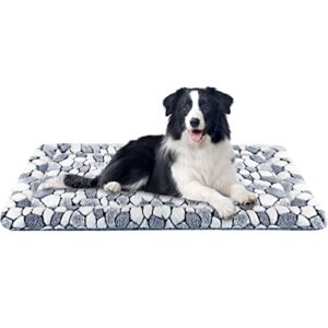 vankean dog crate pad bed mat reversible (warm & cool), soft pet sleeping mat dog bed for crate suitable for small to xx-large dogs and cats, machine washable crate beds, grey stone pattern