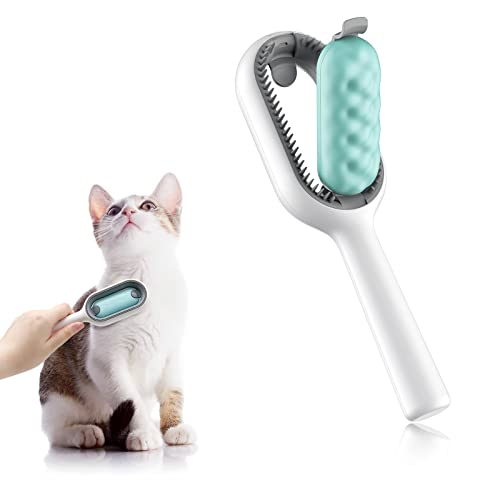 Petgravity Cat Cleaning Brush Self Cleaning Slicker Brushes for Dogs Cats Pet Grooming Brush Tool Gently Removes Loose Undercoat Mats Tangled Hair Slicker Brush for Pet Massage (LongHaired Blue)